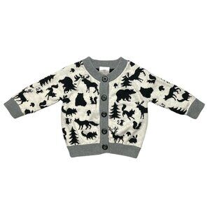 Hanna Andersson Woodland Cardigan Sweater Ivory Black 70 6-12 Mons